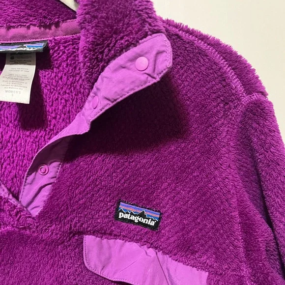 Patagonia re-tool snap-t fuzzy fleece purple pullover sweatshirt size s small - Picture 3 of 4